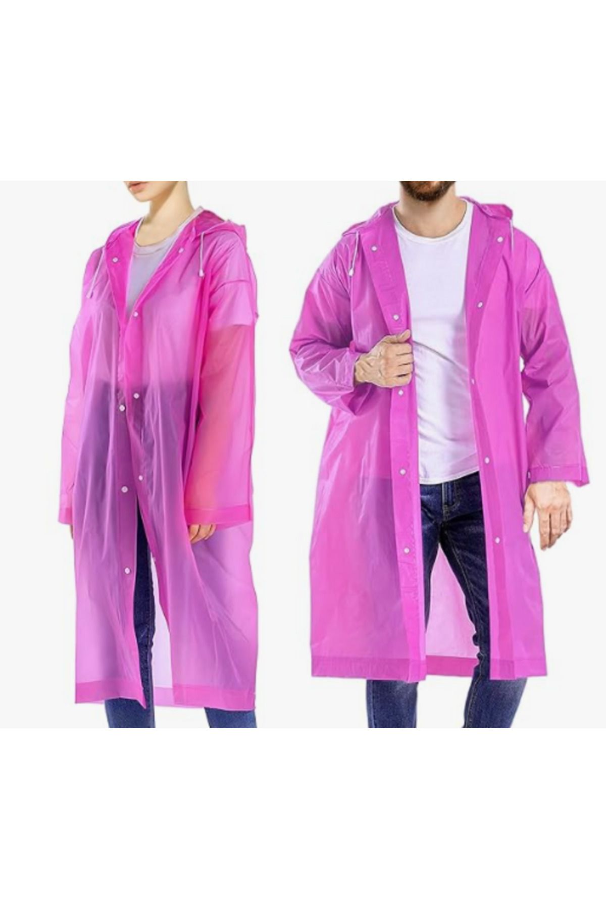 Yetişkin Unisex Pembe Yağmurluk Ve Rüzgarlık Kapüşonlu Eva Kumaş Rüzgar Ve Suya Dayanıklı